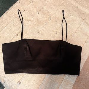Black satin bandeau top